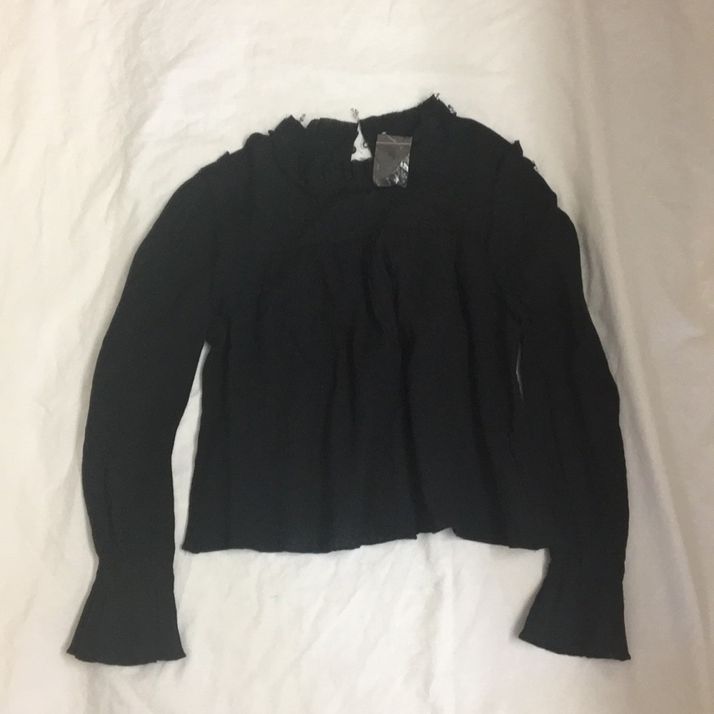 Anthropologie Moon River Black Ruffle Bell Slv XSP - Picture 3 of 6